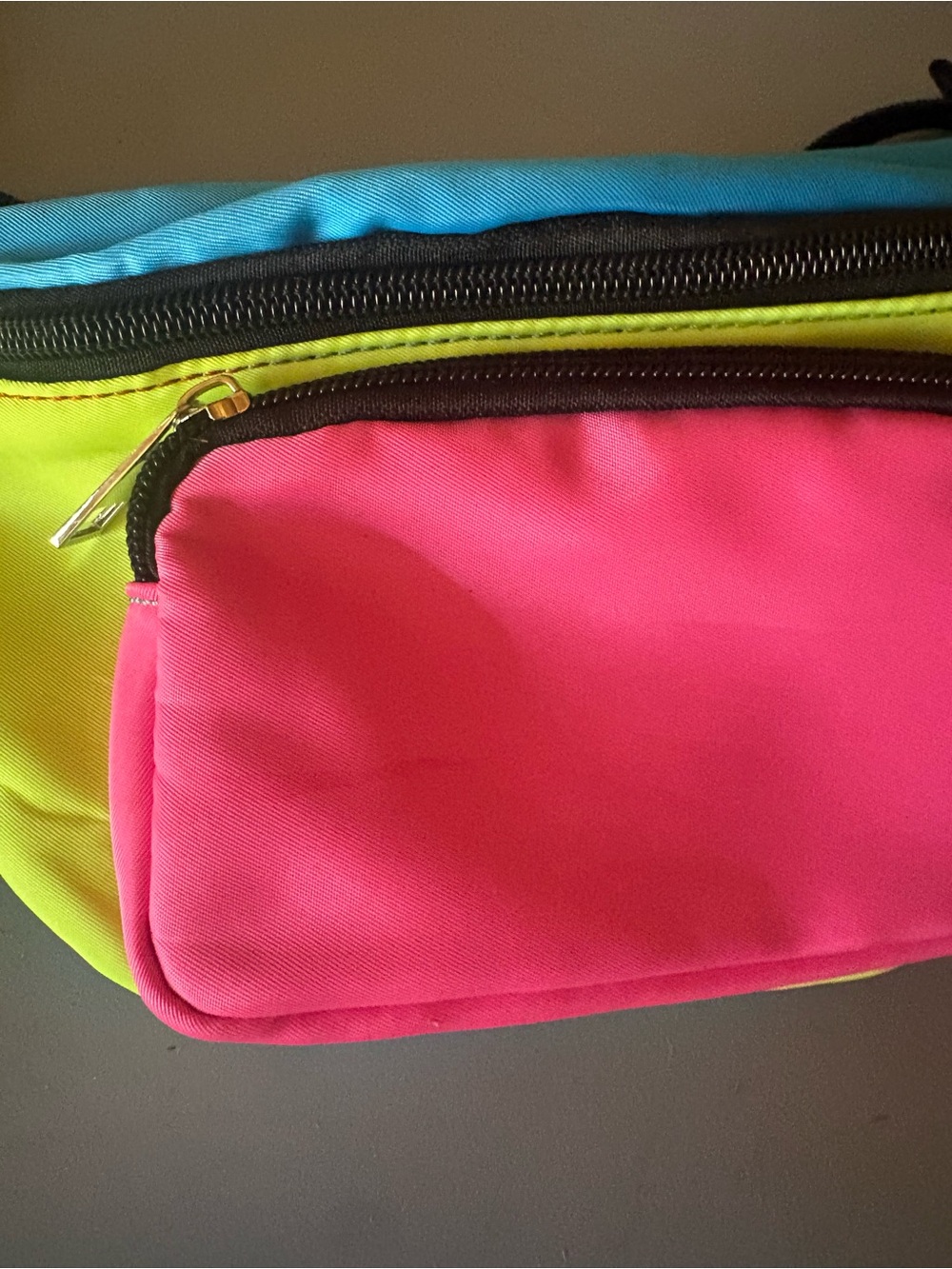 NWOT! 80’s Neon Colorblock Fannypack-Neon Pink, Neon Lime & Blue - Picture 3 of 6